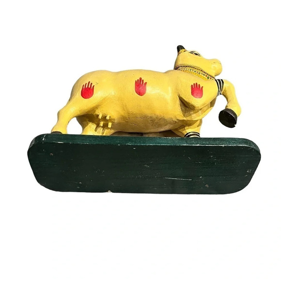 Nando Hindu Bull Hand Carved Hand Painted India Folk Art Boho - Picture 5 of 8